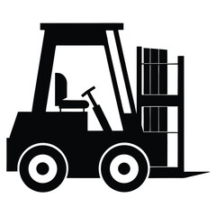 Forklift Truck Silhouette Delivering Heavy Pallets A Symbol of Industrial Efficiency and Logistics Solutions for Modern Warehousing