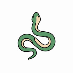 Obraz premium Green snake illustration for World Snake Day. Simple green snake design perfect for educational posters and children's books.