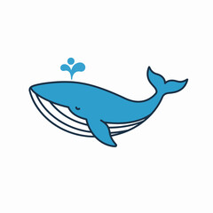 Fototapeta premium Cute blue whale illustration for World Whale and Dolphin Day. This adorable whale graphic is perfect for children's books, educational materials, and ocean-themed projects.