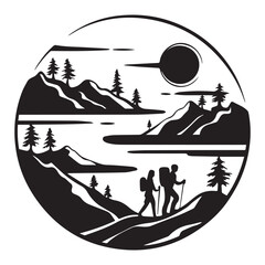 Guided by Love Across Mountain Ridges A Minimalist Vintage Hike in Nature’s Embrace and Harmony of Space.