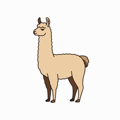 Fototapeta premium Independence Day in Peru celebration with illustration of a llama, traditional animal, on white background. Independence Day in Peru illustration symbolizes the country's heritage and culture,