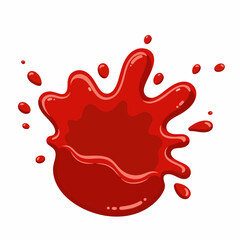 Celebrate National Hot Dog Day with ketchup splash, cartoon illustration of festive condiment for hotdogs. National Hot Dog Day holiday-themed design showcases red splash,