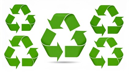 Obraz premium Green Recycle Symbols on White Background