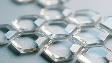 Transparent hexagonal crystals creating a futuristic pattern
