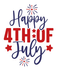 4th of July Independence Day typography clip art design on plain white transparent isolated background for card, shirt, hoodie, sweatshirt, apparel, tag, mug, icon, poster or badge