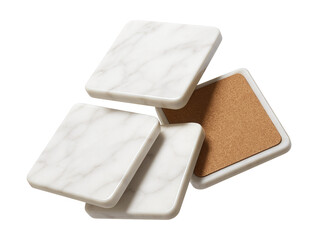 Marble coaster set with cork backing for protecting surfaces during a festive gathering.