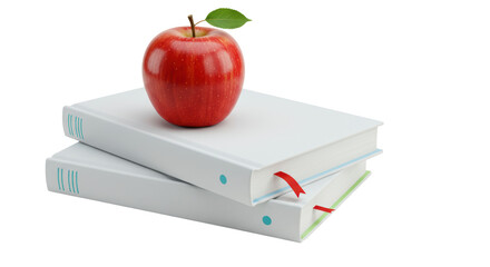Isolated Apple on Stack of Books