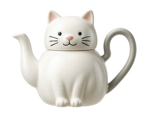 A playful, novelty-shaped teapot resembling a cat, meant to add charm to a child's tea party in a suburban home.