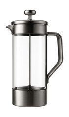 Obraz premium Tall French press with a slim profile and stainless steel frame, perfect for saving counter space in a tiny kitchen.