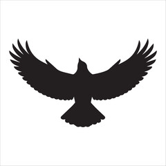Flying Eagle Silhouette Logo – Vector Hawk Bird of Prey Emblem on White Background