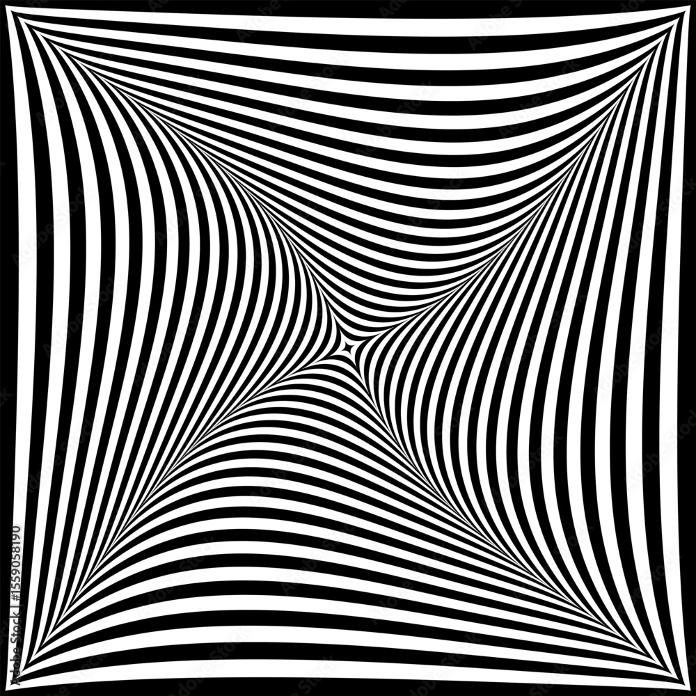 Wall mural whirl rotation motion and 3d illusion in abstract op art design. striped lines pattern.