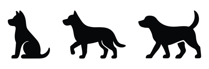 Dog vector silhouette isolated on a white background.