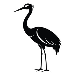 Elegant Black Heron Silhouette A Minimalist Symbol of Nature Standing Tall with Grace and Serenity in Simple Graphic Form