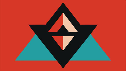 Modern geometric abstract composition with symmetrical shape and vibrant color palette