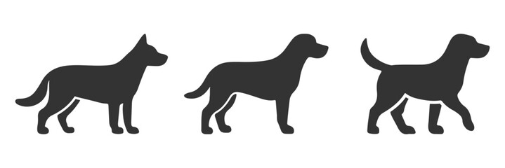 Silhouettes of dogs set isolated on white background, schnauzer silhouette, dog silhouette, silhouette set og dogs