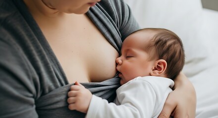Mother Breastfeeding Baby in Cozy Bedroom Setting