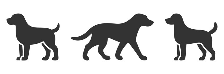 Labrador retriever dog silhouette illustration isolated on white background. Dog silhouette set, eps 10