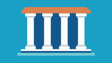 Stylized illustration of a classical building with four pillars on transparent background