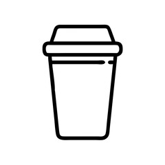 Coffee cup icon in black line style on white background