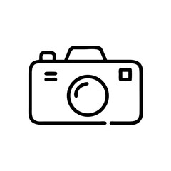 Camera icon in black outline style on white background