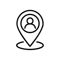 User location pin icon in black line style on white background