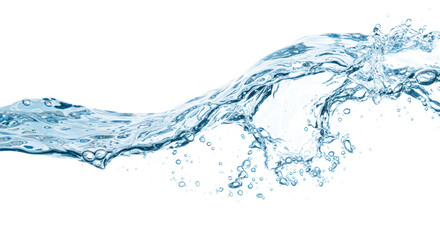 A powerful, translucent cerulean blue cresting wave, sparkling with effervescent air bubbles, isolated against a transparent seamless studio background, no shadows, embodying pristine clarity and