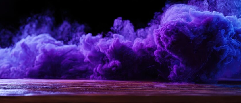 The ethereal beauty of purple smoke drifting across a reflective surface.