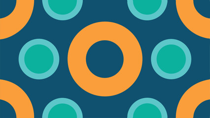 Vibrant geometric abstract pattern with circular shapes in bold orange and teal colors