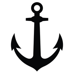 Nautical Anchor Silhouette Simple, Elegant Black Anchor Icon