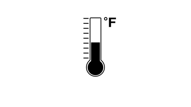 Digital fever thermometer animation with black background. Thermometer icon, This is a of a thermometer. Classic glass thermometer icon temperature going up.