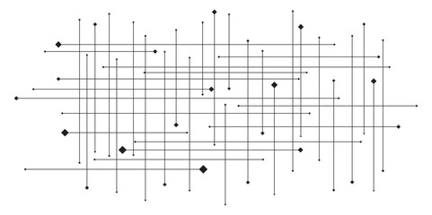 Abstract line or strokes with dots, dotted line, node point, digital background vector design concept. Abstract lines in grey and white tone of many squares and rectangle shapes on white background. 