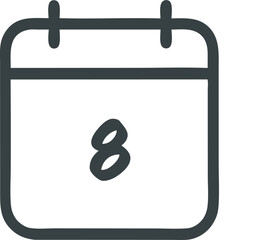 Calendar icon with the number eight representing a specific date or appointment reminder in a vector format