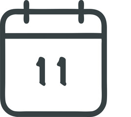 Isolated calendar icon with the number eleven representing a date or event reminder in simple illustration style