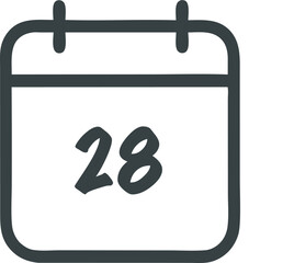 Simple calendar icon illustration displaying the date 28 with a clean and modern design aesthetic for schedules and reminders