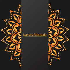 Luxury mandala background with floral ornament pattern. Hand drawn gold mandala design. Vector mandala template for decoration invitation, cards, wedding, logos, cover, brochure, flyer, banner.