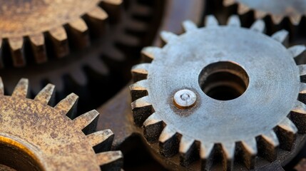 Close-up of interconnected gears
