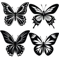 Obraz premium Collection of Elegant Black and White Butterfly Silhouettes