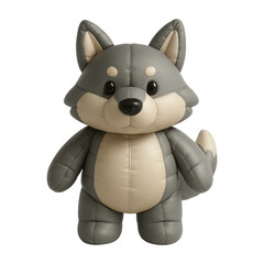 PNG Cute plush wolf toy illustration.