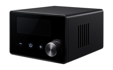 Fototapeta premium Adjustable voltage LED power supply for customizing brightness levels in a home theater setup.