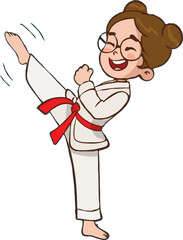 Cartoon of kids doing karate 
