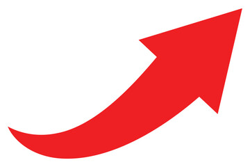 Red curve direction arrow vector. Long red curve arrow icon vector. Red curve arrow icon. Long arrow icon vector illustration. EPS 10.
