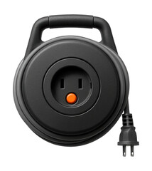 Extension cord reel with a child-proof locking mechanism for added safety in a nursery.