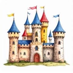 Watercolor Fairytale Castle Illustration
