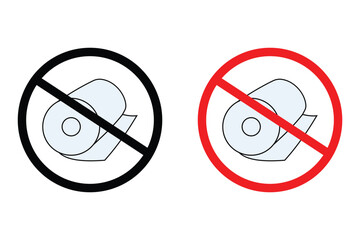 Do Not Throw Trash in Toilet Icon – Public Hygiene and Waste Disposal Warning Sign