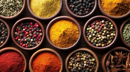 Assorted spices in small bowls (1)