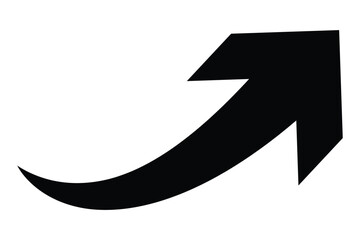 Black curved arrow isolated on white background. Black long arrow icon vector. Arrow pointing