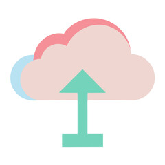 Cloud Upload Icon – Flat Minimal Pastel Vector for Storage or App UI