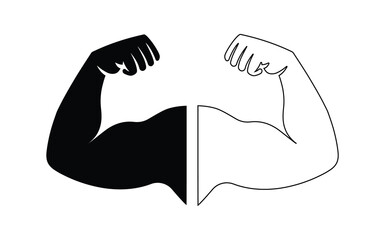 Muscle icon. Bicep symbol. Strong arm vector illustration. Gym logo. Strong power, muscle arms vector icon. 