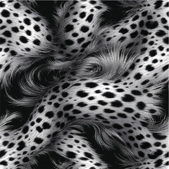 Black and white abstract animal print with seamless spotted fur texture