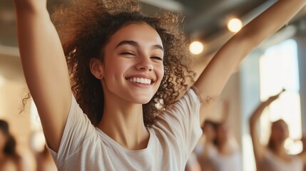 Group of young adults enjoying a lively dance class in a bright studio during the afternoon